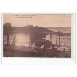 BIARRITZ - AVIATION - Etude de soleil couchant sur hydroplane à la plage - très bon état