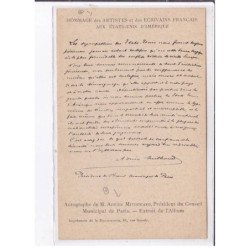 PARIS: hommage des artistes et ecrivains français aux états-unis d'amérique, autographe Adrien Mithouard - très bon état