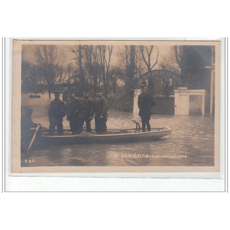 ASNIERES Inondée Janvier 1910 - Les sauveteurs - CARTE PHOTO - très bon état