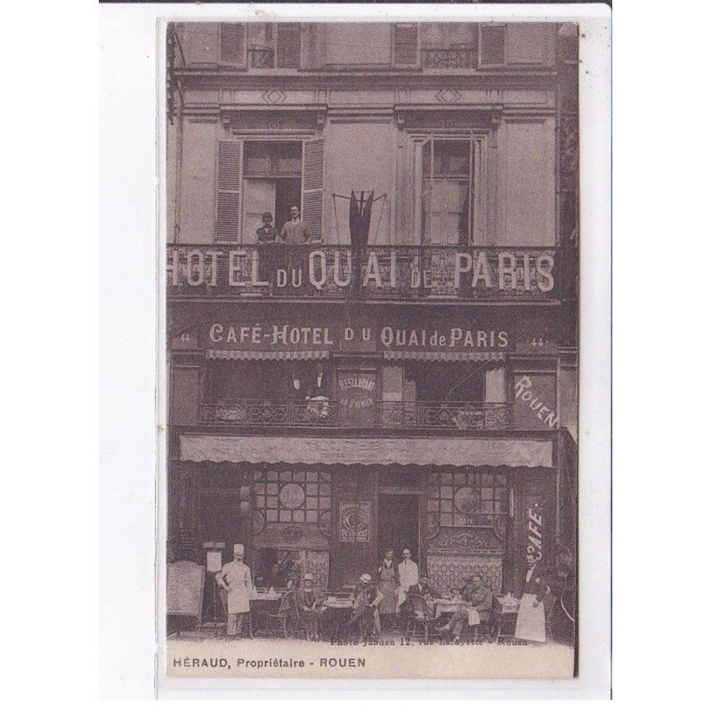 ROUEN: hôtel du quai de paris, café-hôtel, héraud propriétaire - très bon état