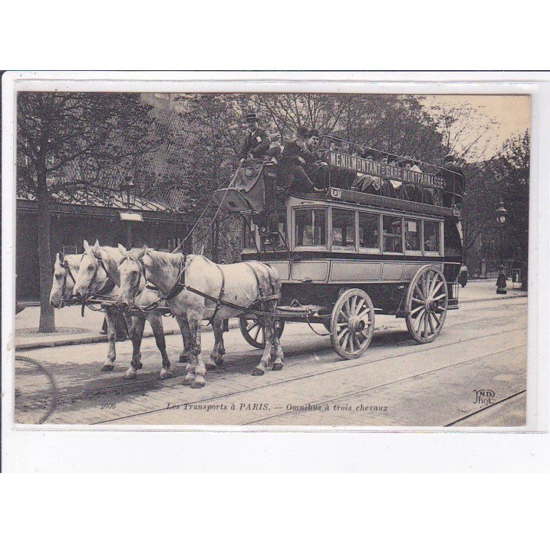 PARIS: les transports à paris, omnibus à trois chevaux - très bon état