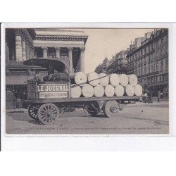 PARIS: les transports à paris, camion automobile transportant les bobines de papier journal - très bon état