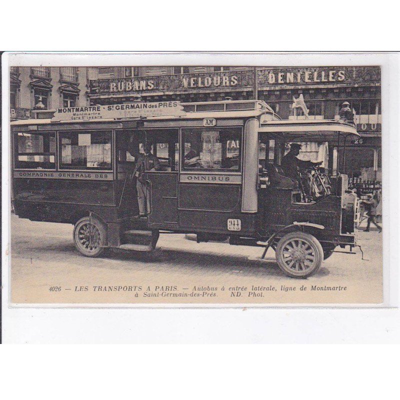 PARIS: les transports à paris, autobus à entrée latérale, ligne de montmartre à saint-germain-des-prés - très bon état