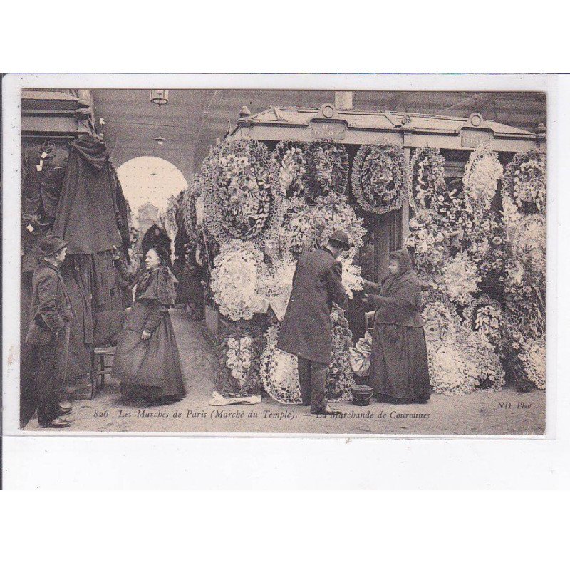 PARIS: les marchés de paris, marché du temple, la marchande de couronnes - très bon état