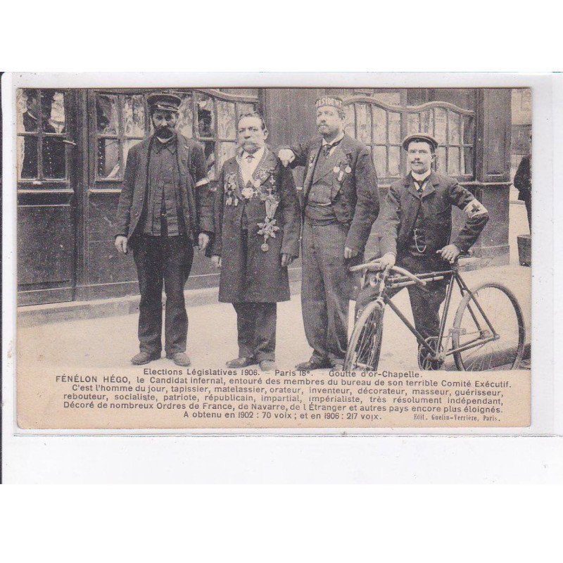 PARIS: 75018, election législative 1906, goutte d'or-chapelle, Fénélon Hégo - très bon état