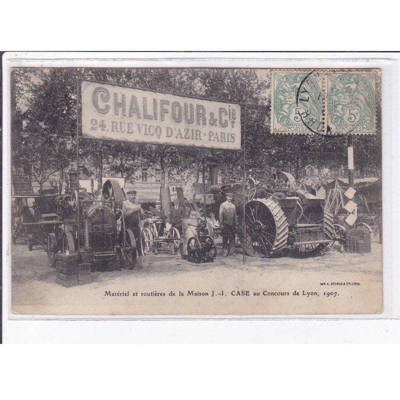 LYON: matériel routières de maison J.I. Case concours de lyon 1907, chalifour CIE, agriculture tracteur - très bon état