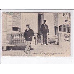 BIARRITZ: Edouard VII, roi d'angleterre devant ses appartements à l'hôtel du palais-photo montage - très bon état