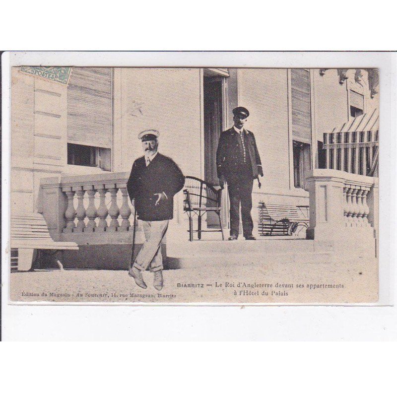 BIARRITZ: Edouard VII, roi d'angleterre devant ses appartements à l'hôtel du palais-photo montage - très bon état BIARRITZ: Edouard VII, roi d'angleterre devant ses appartements à l'hôtel du palais-photo montage - très bon état