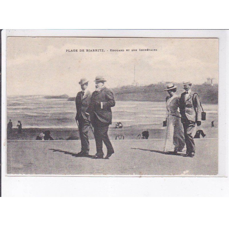 BIARRITZ: le roi d'angleterre Edouard VII et son secrétaire, plage de biarritz - très bon état BIARRITZ: le roi d'angleterre Edouard VII et son secrétaire, plage de biarritz - très bon état