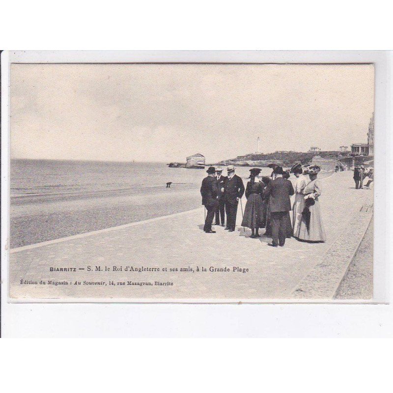 BIARRITZ: Edouard VII le roi d'angleterre et ses amis, à la grande plage - très bon état BIARRITZ: Edouard VII le roi d'angleterre et ses amis, à la grande plage - très bon état