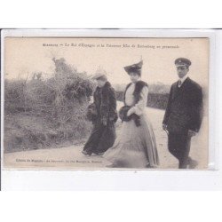 BIARRITZ: roi d'espagne et la princesse Ena de battenberg en promenade - très bon état
