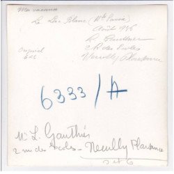 Photo 1936 de Lucien Gauthier : le lac Blanc  contresignée au dos (Chamonix) - format 17x17 cm papier épais (autographe)