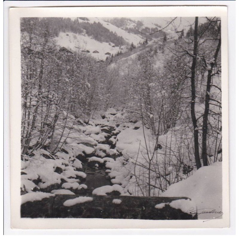 Photo 1936 de Lucien Gauthier : le torrent (Gerat) (contresignée - autographe) (ARECHES) - format 17x17 cm papier épais