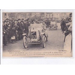 RENNES: tour de france 1922 leveque et senechal, pneu hutchinson, contrôle de rennes - très bon état