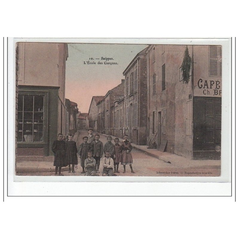 SUIPPES - L'école des Garçons - état (partiellement décollée)
