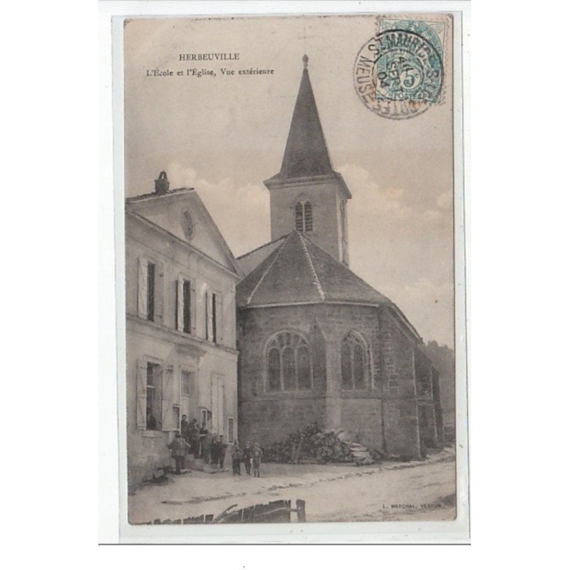 HERBEUVILLE - L'école et l'église, vue extérieure - très bon état