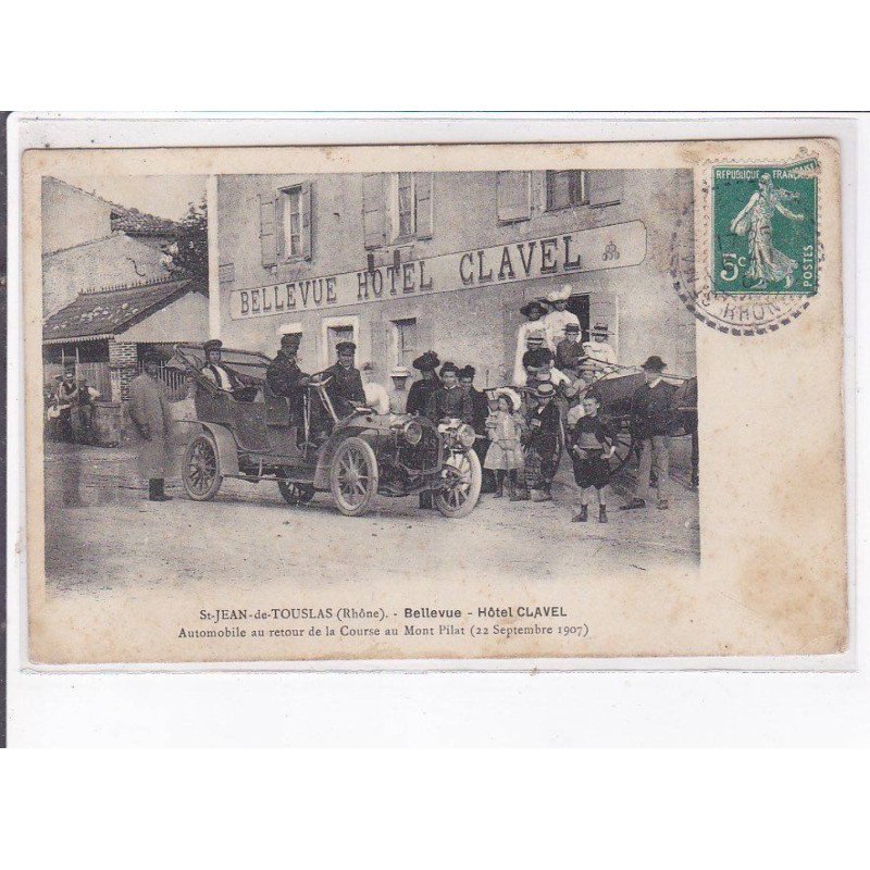 SAINT-JEAN-de-TOUSLAS: bellevue, hôtel clavel, automobile au retour de la course - état