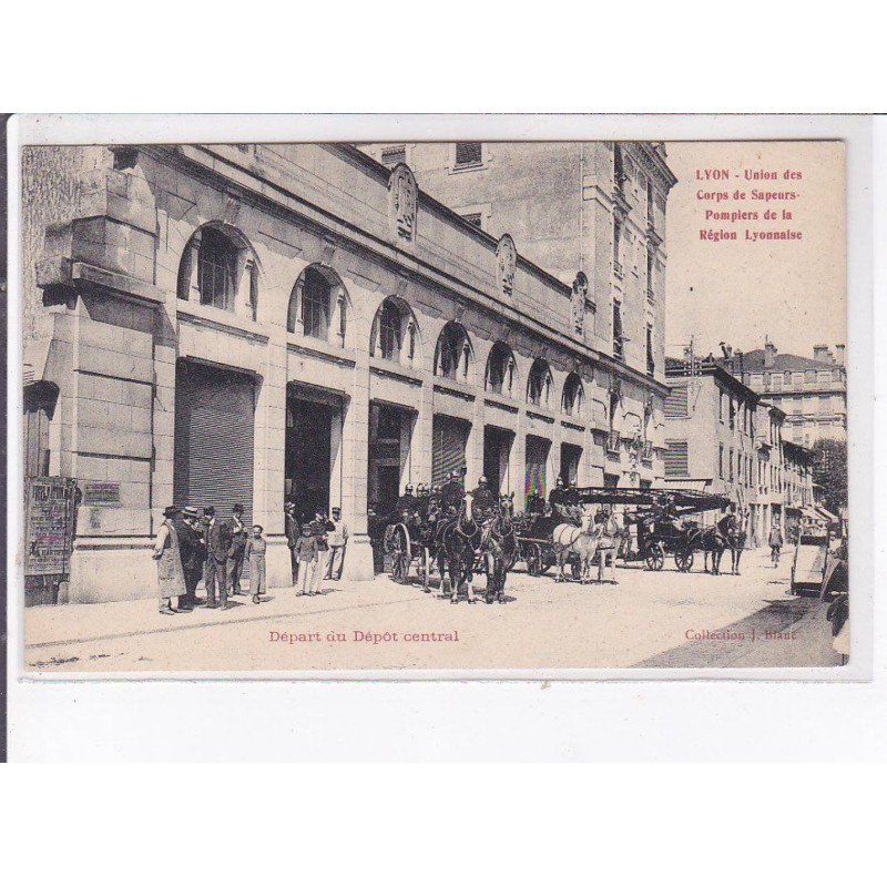 LYON: union des corps de sapeurs-pompiers de la région lyonnaise, départ du dépôt central - très bon état