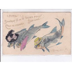 FANTAISIE - 1er avril - surréalisme: poissons, souvent tu ne te défies point cela te menera bien loin! - très bon état