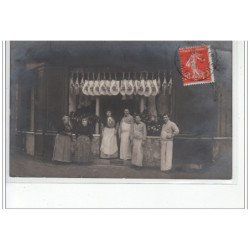 PARIS : lot de 2 cartes photo de la boucherie de l'Espérance - très bon état