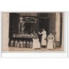 PARIS : carte photo d'un magasin primeur marchand de lait - très bon état