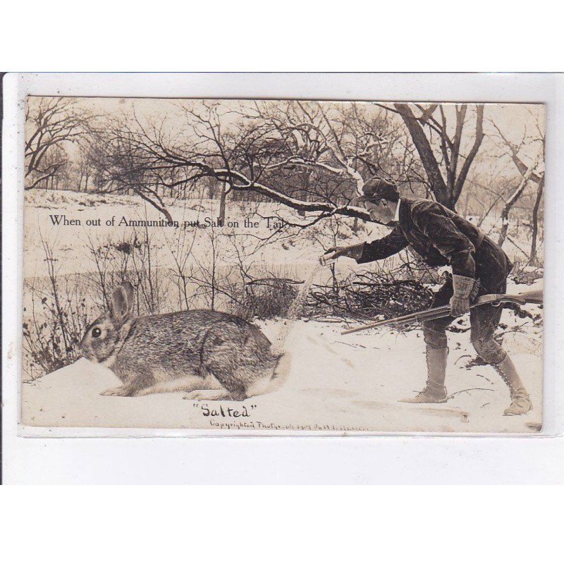 SURREALISME: photo montage, chasse, salted - très bon état