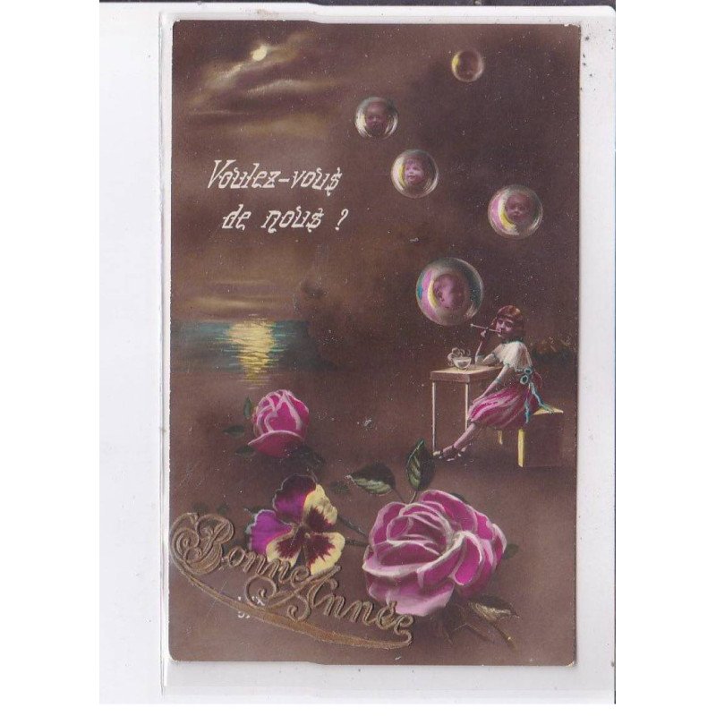 SURREALISME: photo montage, voulez-vous de nous?, bonne année, bulle - très bon état