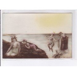 SURREALISME: photo montage, 5CPA, baigneuse - état (1 cpa abimée)