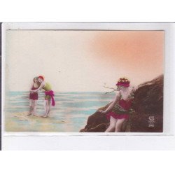 SURREALISME: photo montage, 5CPA, baigneuse - état (1 cpa abimée)