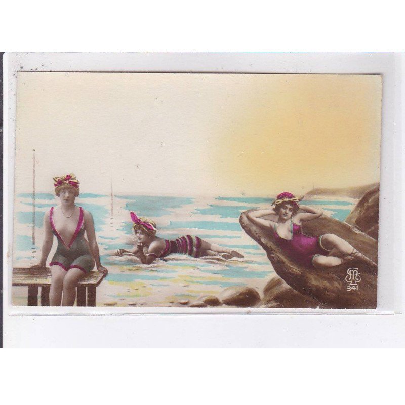 SURREALISME: photo montage, 5CPA, baigneuse - très bon état