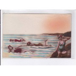 SURREALISME: photo montage, 5CPA, baigneuse - très bon état