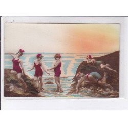 SURREALISME: photo montage, 5CPA, baigneuse - très bon état