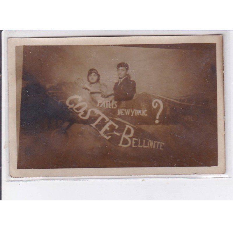 SURREALISME: photo montage, aviation, paris new-york, coste, bellonte - très bon état