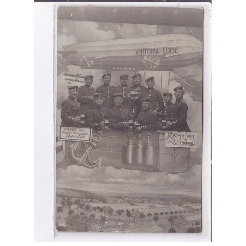 SURREALISME: photo montage, aviation, viktoria Luise, zeppelin - très bon état