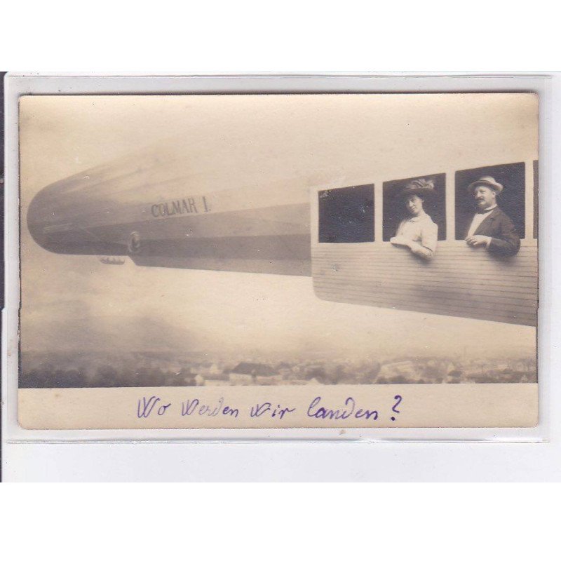 SURREALISME: photo montage, aviation, colmar, zeppelin - très bon état