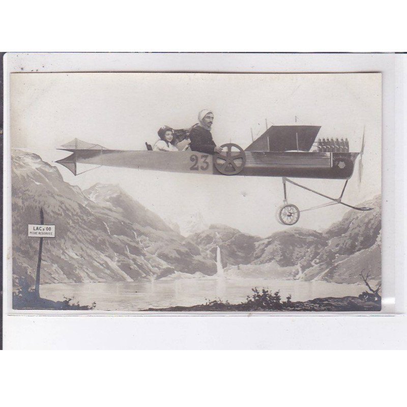 SURREALISME: photo montage, aviation, lac d'oo - très bon état