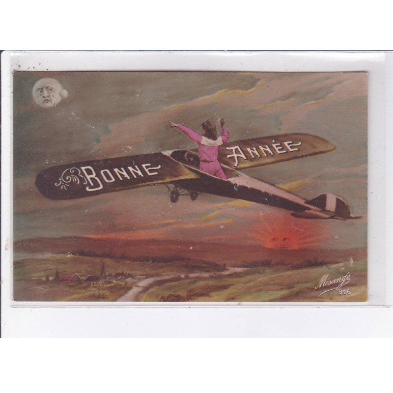 SURREALISME: photo montage, aviation, bonne année - très bon état
