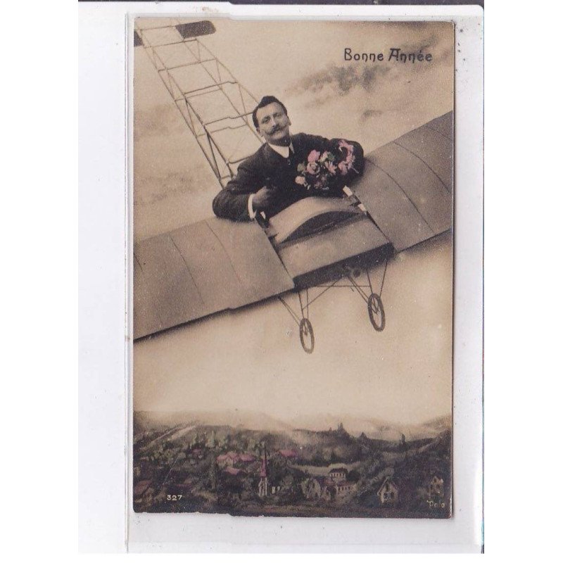 SURREALISME: photo montage, aviation, bonne année - très bon état