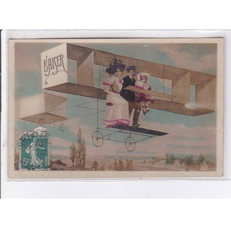 SURREALISME: photo montage, aviation, baiser - très bon état