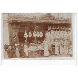 PARIS : carte photo de la boucherie BELLEVILLE - 9 rue du Rendez-Vous - très bon état