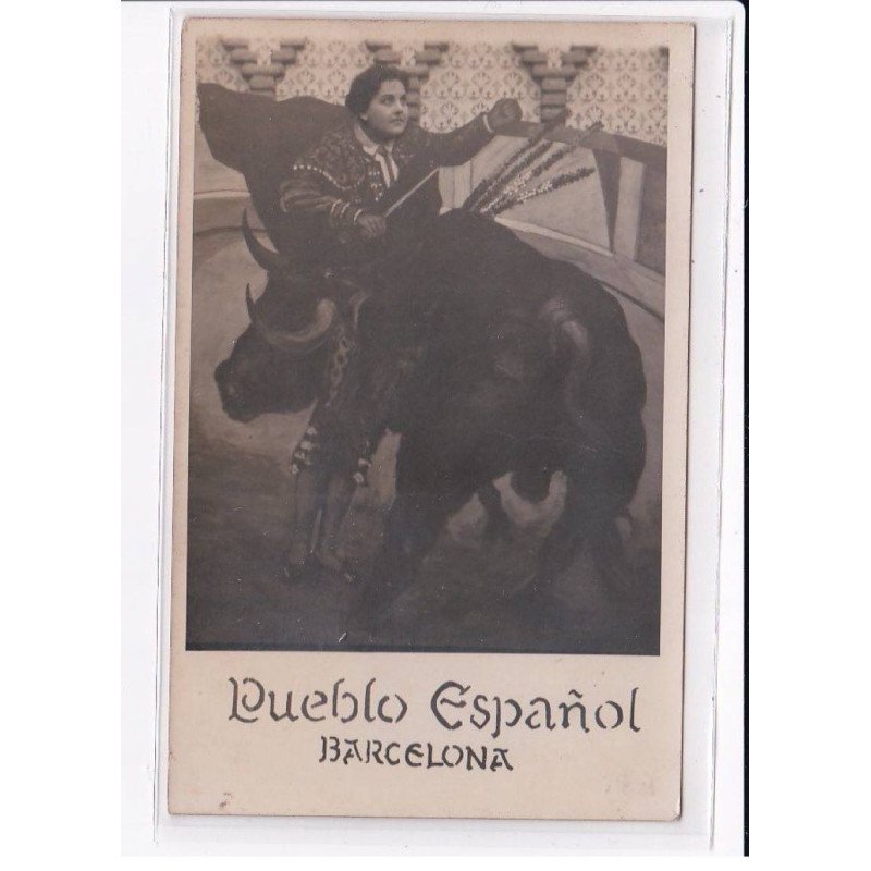 SURREALISME - Photomontage:  "Pueblo Espanol - Barcelona" corrida en studio - très bon état