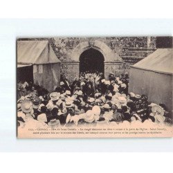 CARNAC : Fête de Saint-Cornély, le clergé bénissant les bêtes à cornes à la porte de l'Eglise - très bon état