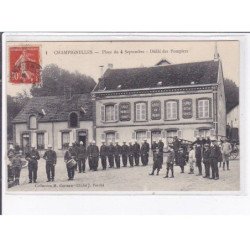 CHAMPIGNELLES: place du 4 septembre, défilé des pompiers - état