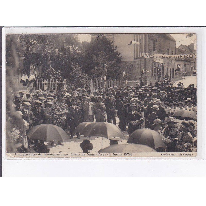 SAINT-PRIVE: inauguration de monument aux morts, 1924 - état