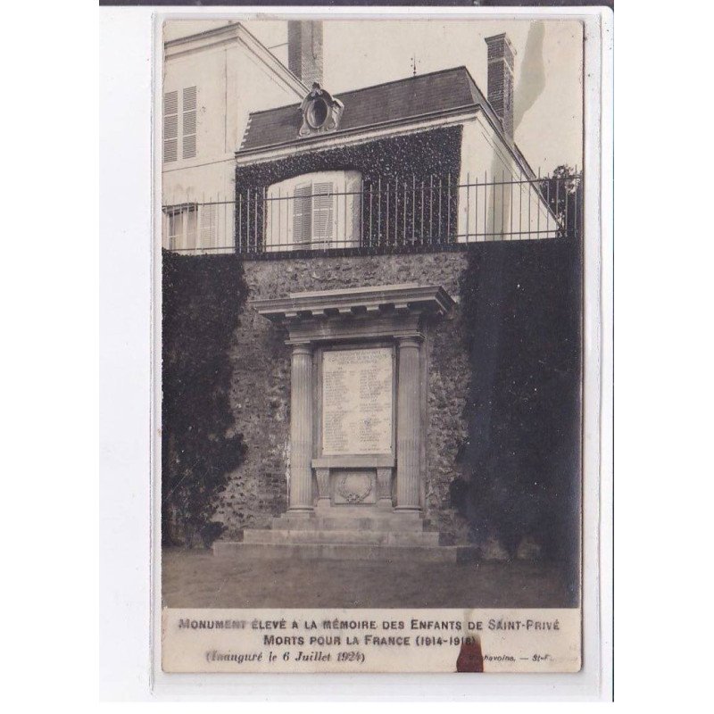 SAINT-PRIVE: inauguration de monument aux morts, 1924 - état