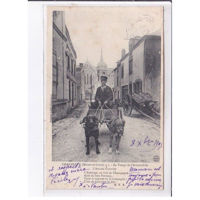 CHANZEAUX: au temps de l'automobile, l'ancien courtier, voiture à chien - très bon état