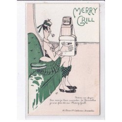 PUBLICITE: Merry Grill, retour au foyer. Que vais-je leur raconter de bruxelles, homme en kilt - très bon état