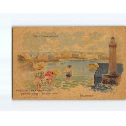 BIARRITZ : Carte publicitaire, Biscuits Lefevre-Utile, Grand pris Paris 1900 - très bon état