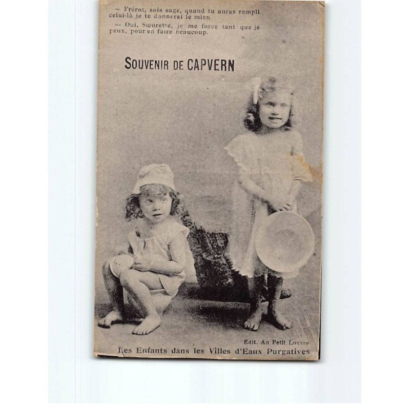 CAPVERN : Carte Souvenir, les Enfants dans les villes d'Eau Purgatives - très bon état CAPVERN : Carte Souvenir, les Enfants dans les villes d'Eau Purgatives - très bon état