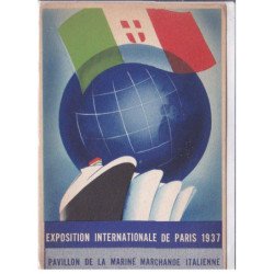 PUBLICITE: exposition internationale de paris 1937, pavillon de la marine marchande italienne - très bon état